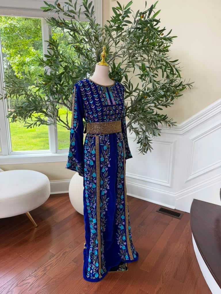 Blue Velvet Beaded Stone Elegance Thobe