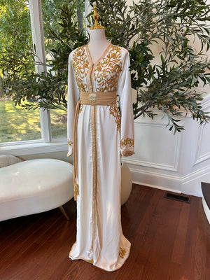 Golden White Embellished Royale Kuftan