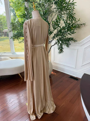Peach Elegance Floral Kuftan