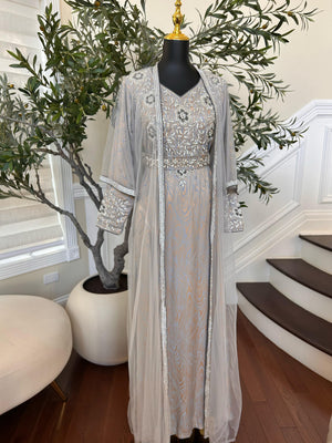 Grey Radiance Beaded Modern Kuftan