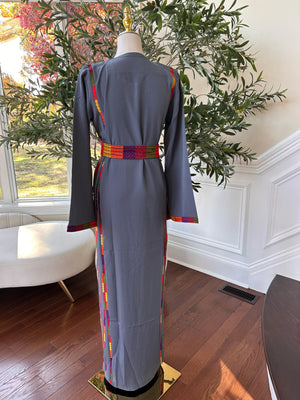 Grey Embroidery Tatreez Thobe