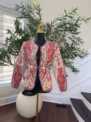 Tan Heritage Red Tatreez Jacket