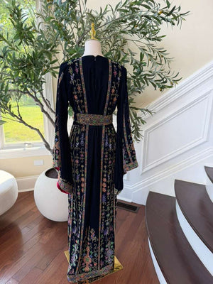 Navy Blue Beaded Elegance Stone Thobe