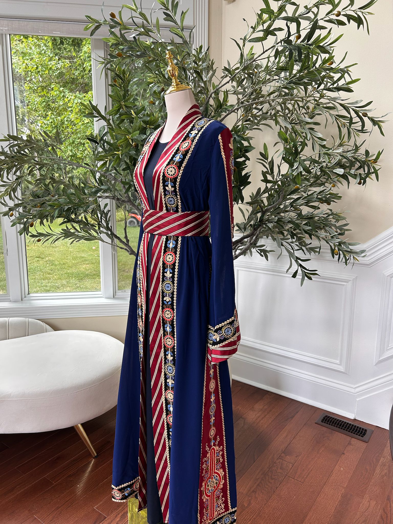 Blue Embroidery Tatreez Thobe