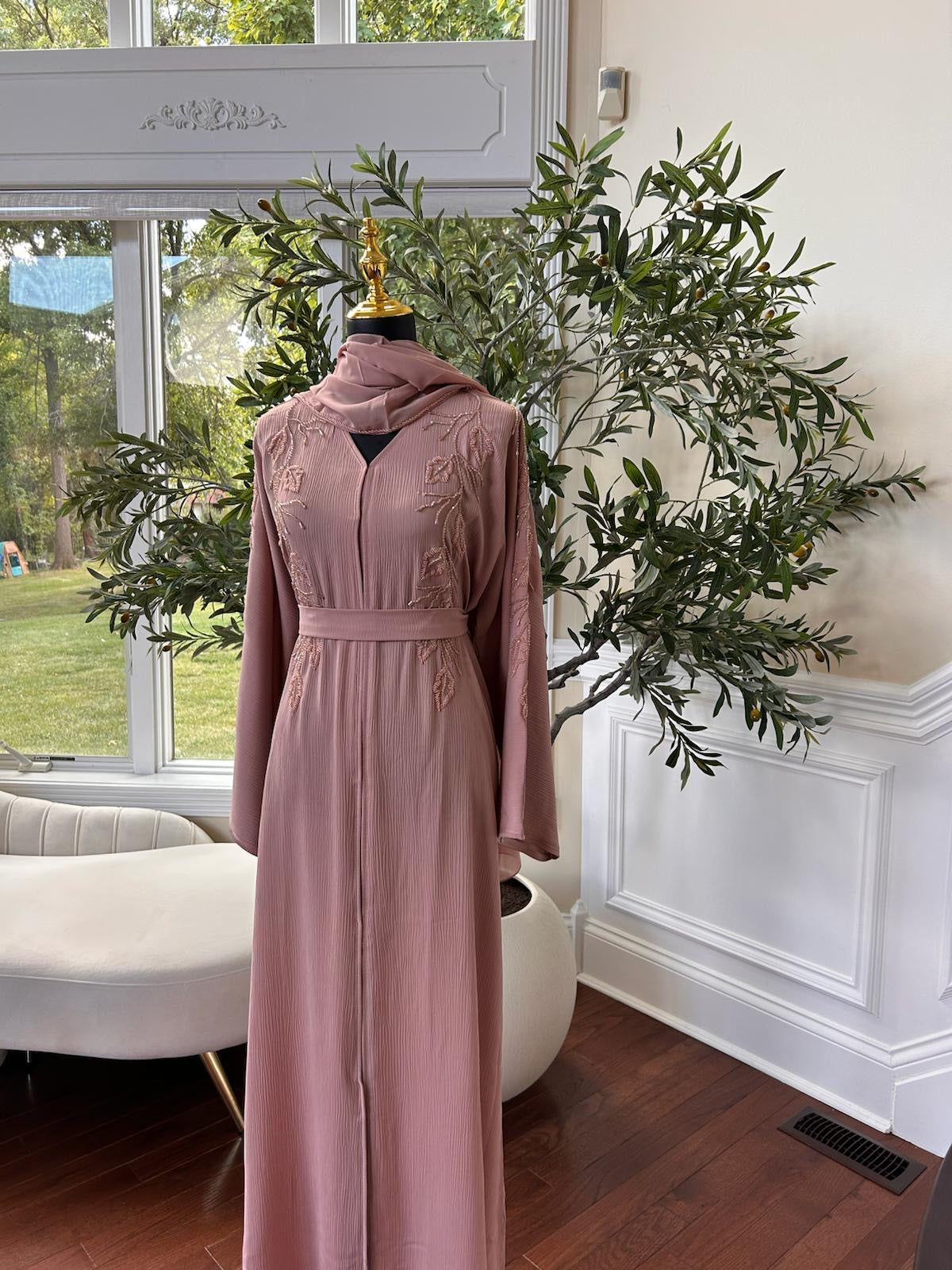 Pink Floral Charm Abaya