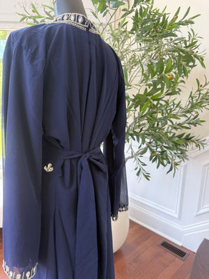Navy High Neck Crystal Embellished Maxi Dress