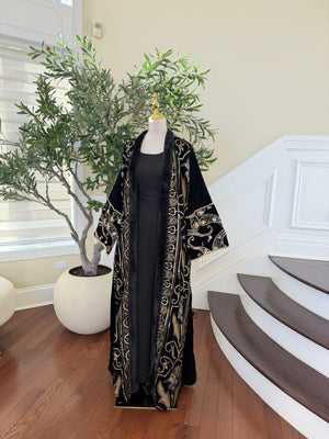 Black Serenity Velvet Cardigan Abaya