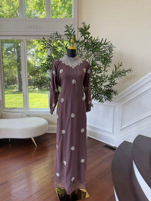 Radiant Mauve Bloom Maxi Dress