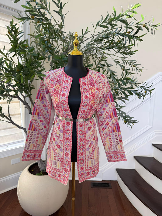 Pink Embroidery Tatreez Jacket