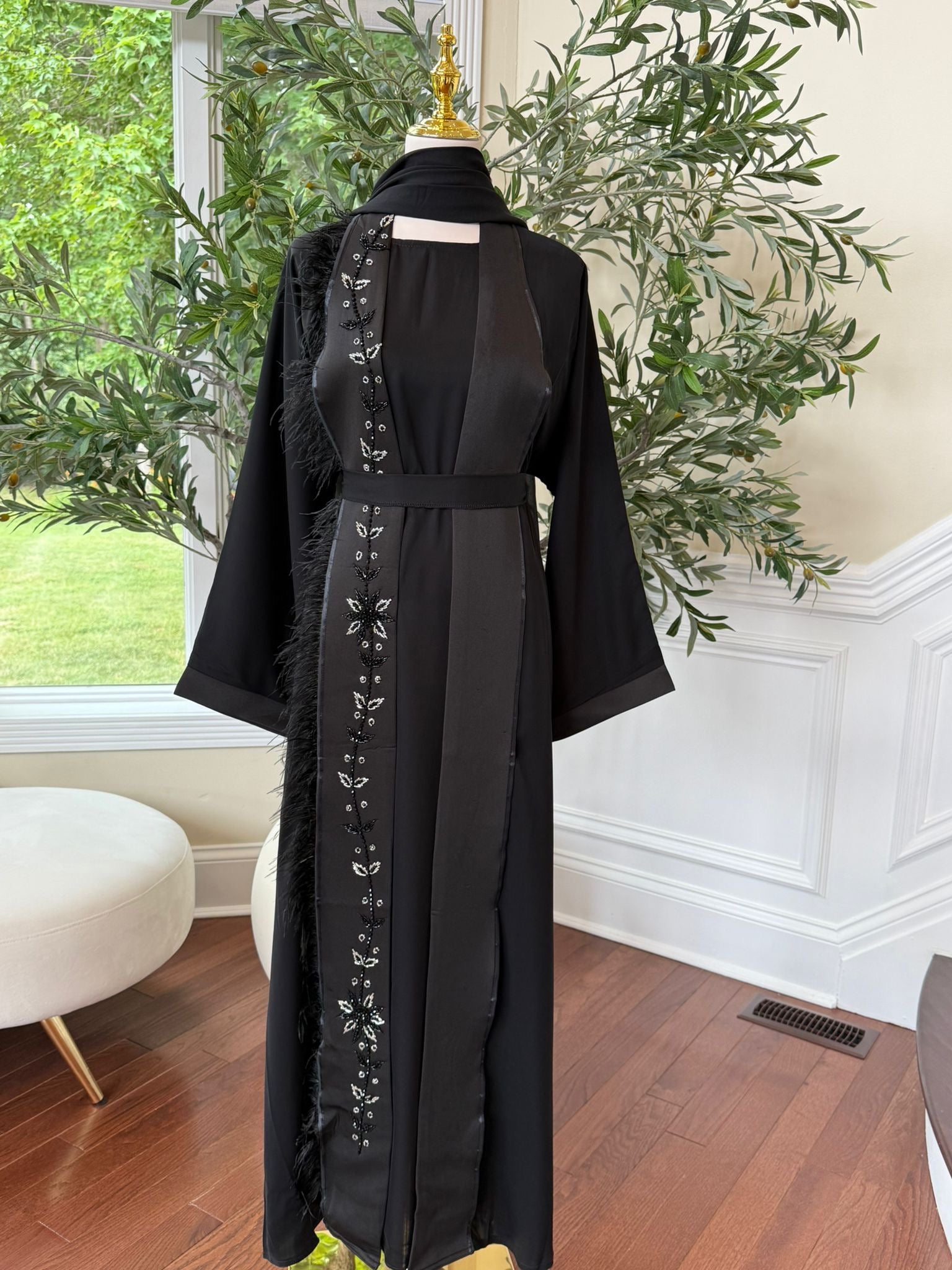 Nada Fabric Black Abaya – Embroidered Detail with Graceful Flow
