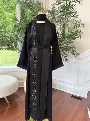 Nada Fabric Black Abaya – Embroidered Detail with Graceful Flow