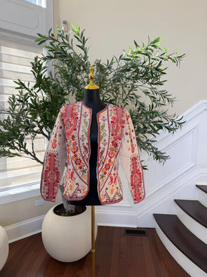 Tan Heritage Red Tatreez Jacket