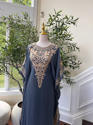 Luxury Golden Grey Kuftan Dress