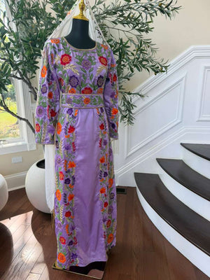 Lavender Floral Beaded Stone Thobe