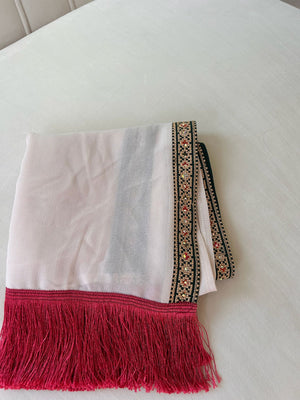 Cream / Green Tatreez Khirka Shal