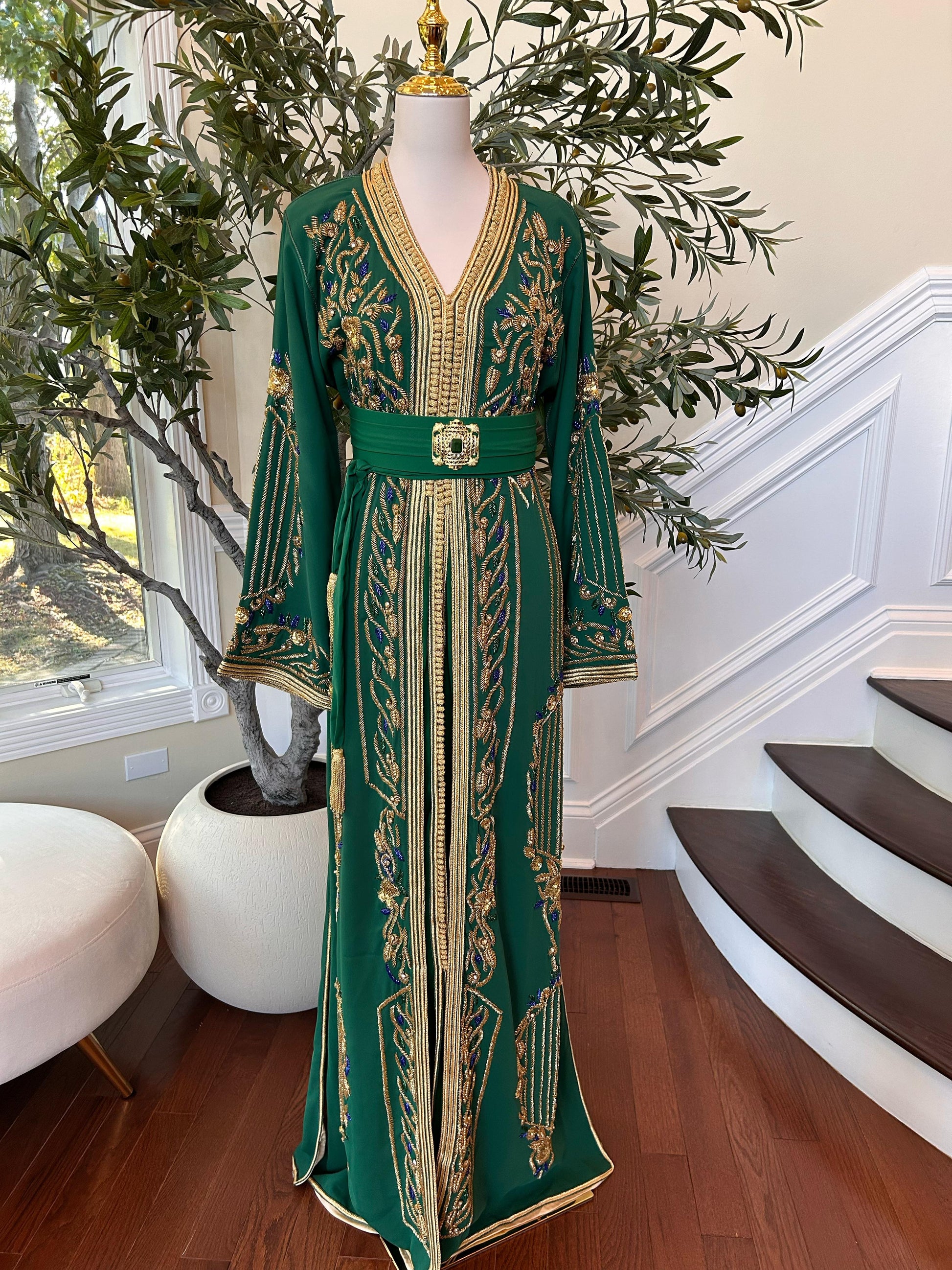 Golden Green Royale Embellished Kuftan