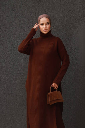 Brown Long Dress 2 Piece #039