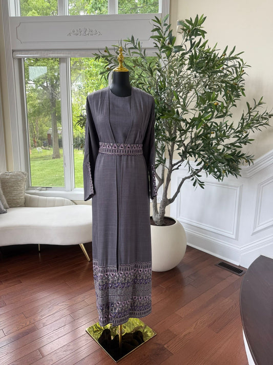 Elegant Purple Cardigan Abaya