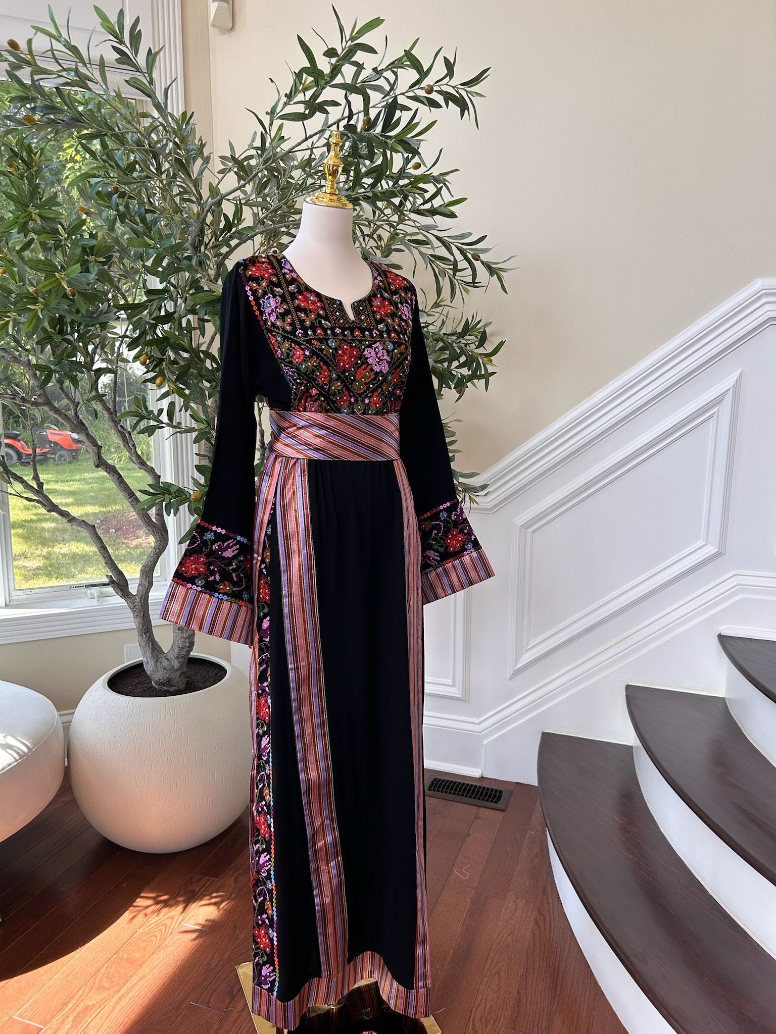 Embroidery Black Thobe Tatreez Detail