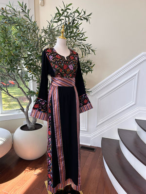 Embroidery Black Thobe Tatreez Detail