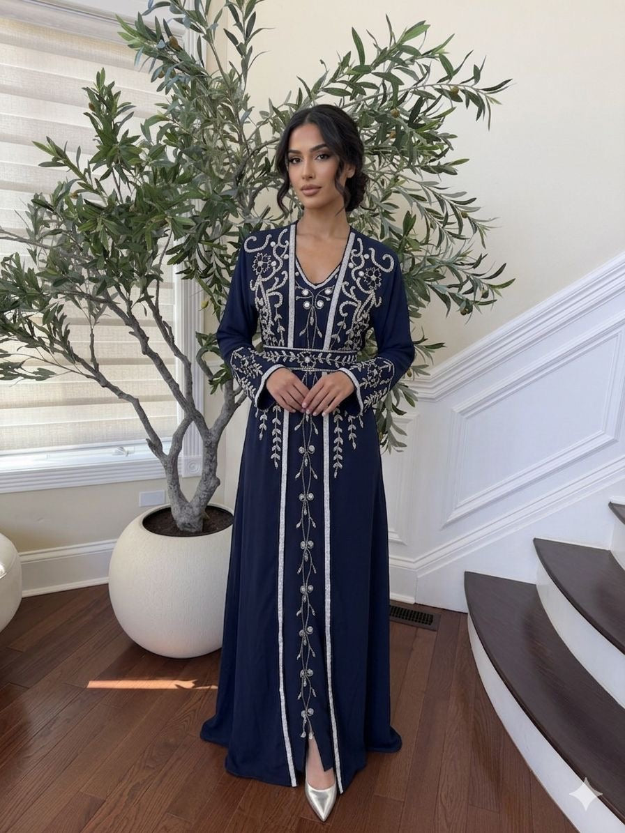 Blue Royale Beaded Kuftan