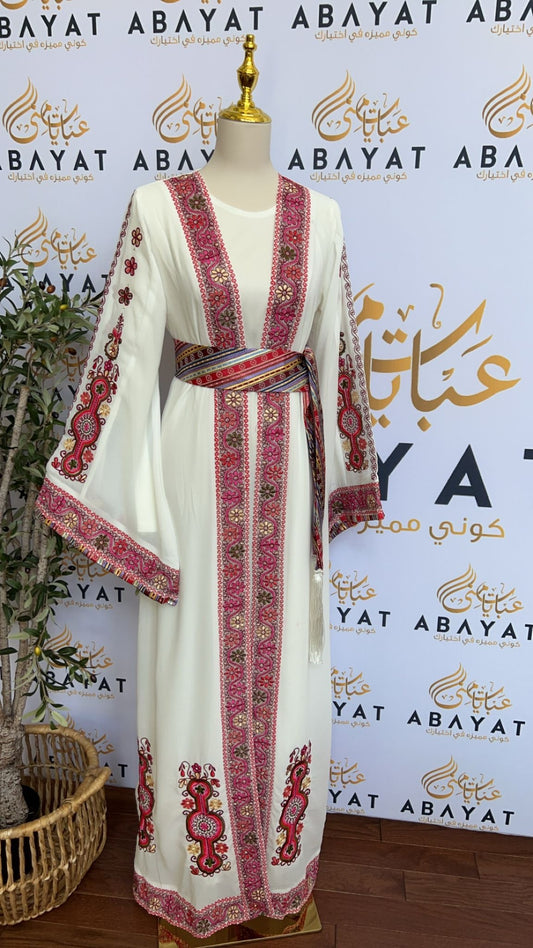 White Tatreez Falahi Dress