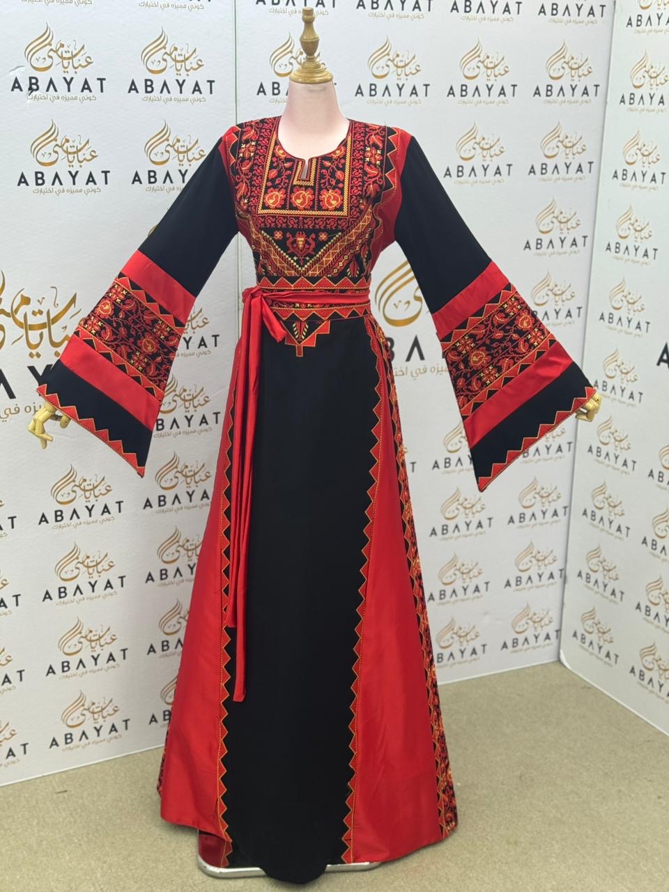 Black & Red Heritage Embroidered Thobe