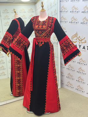 Black & Red Heritage Embroidered Thobe