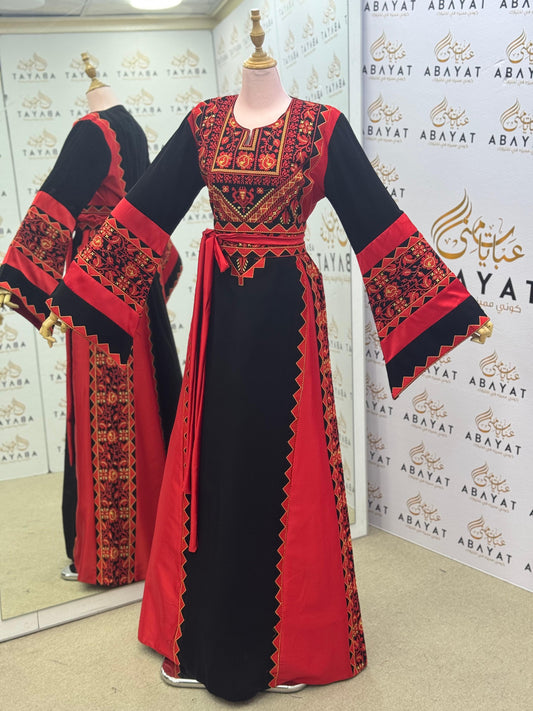 Black & Red Heritage Embroidered Thobe