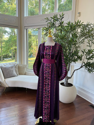 Purple Satin Tatreez Thobe