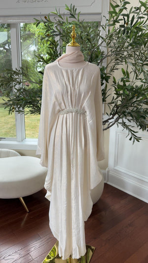 Butterfly Cream Abaya