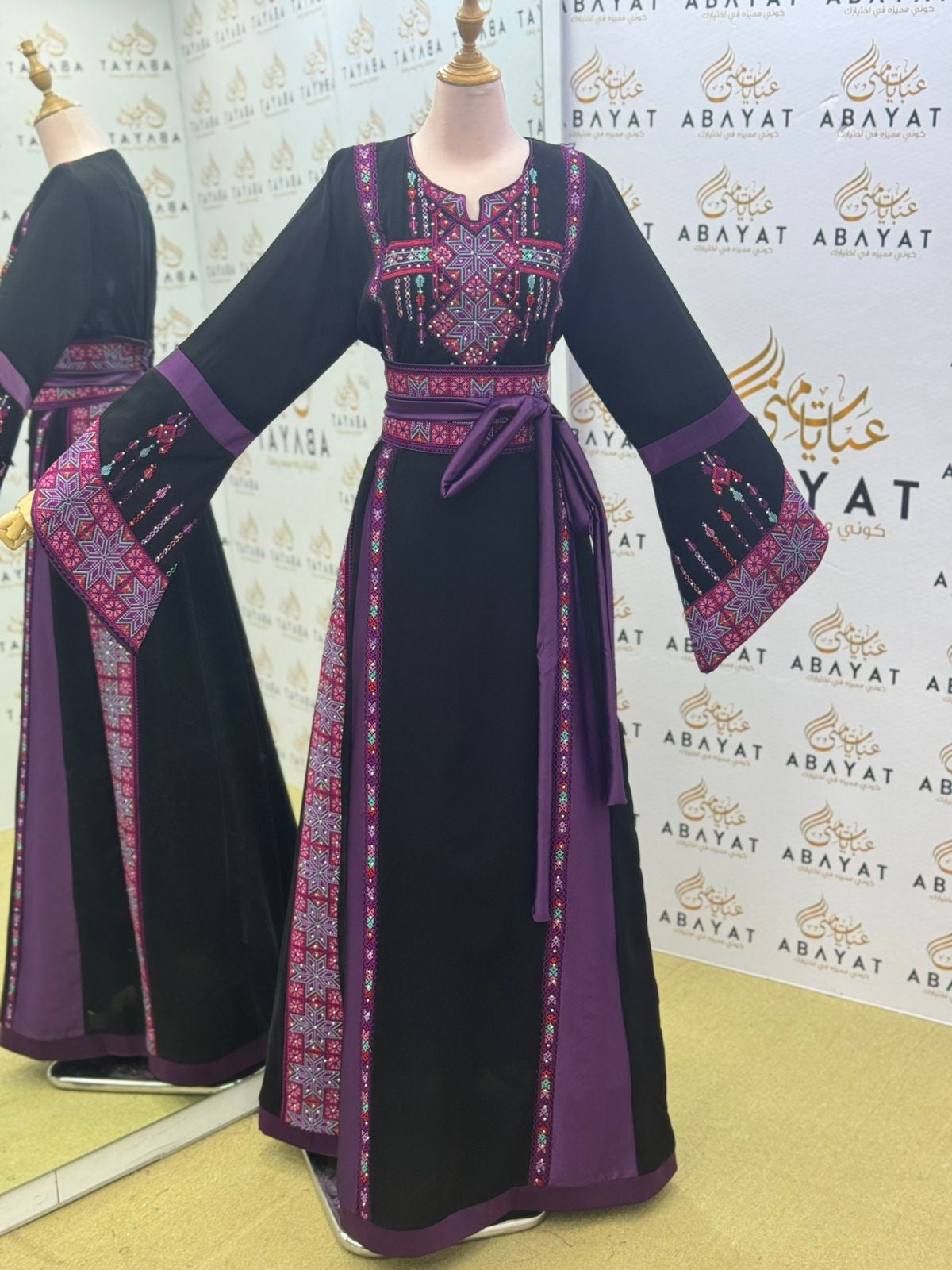 Black Embroidery Tatreez Embellishd Thobe