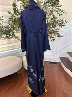Blue Crystal Beaded Abaya