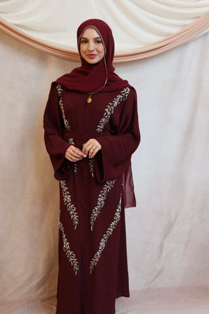 Majestic Maroon Abaya