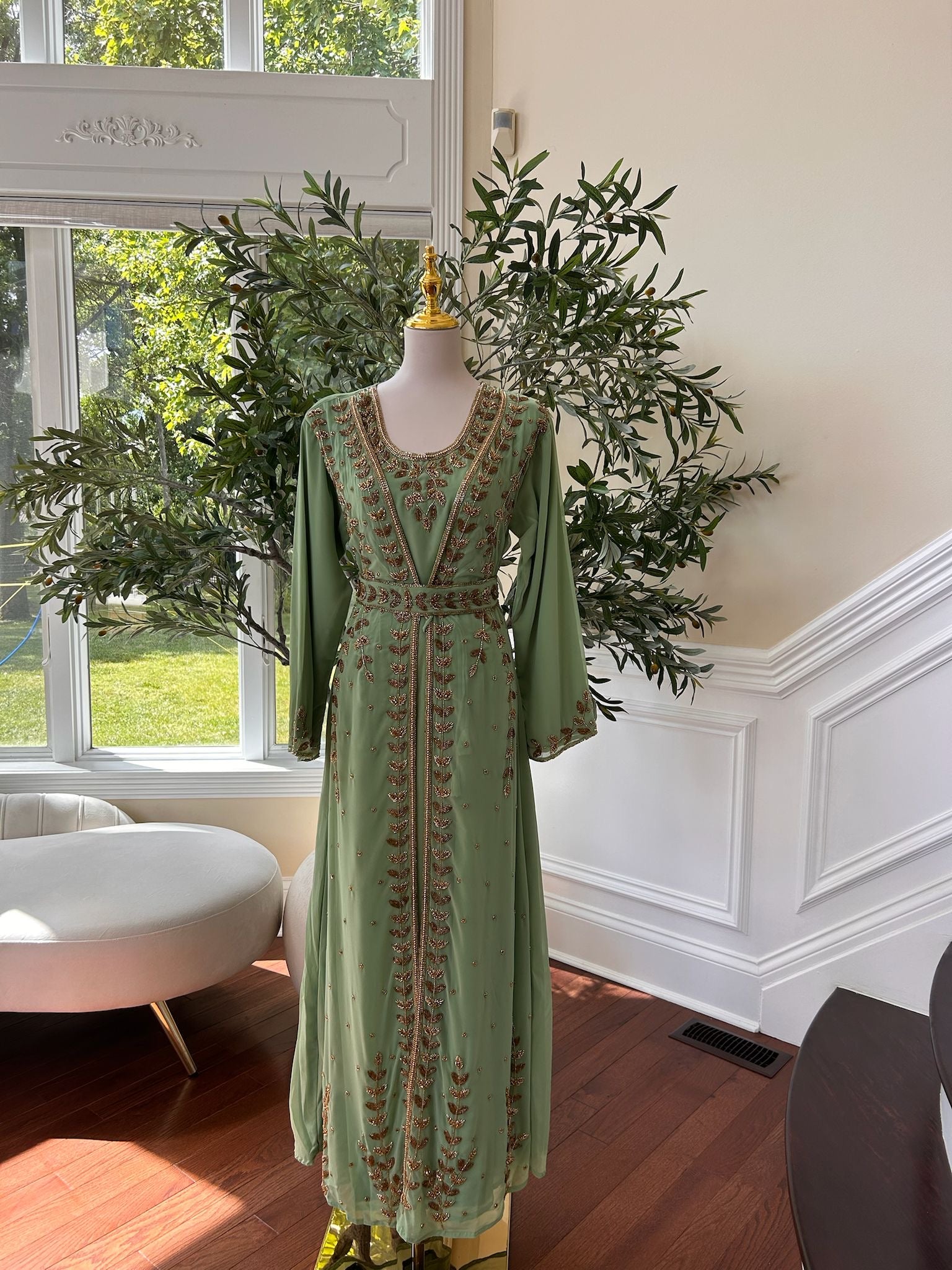 Mint Green Golden Charm Kuftan