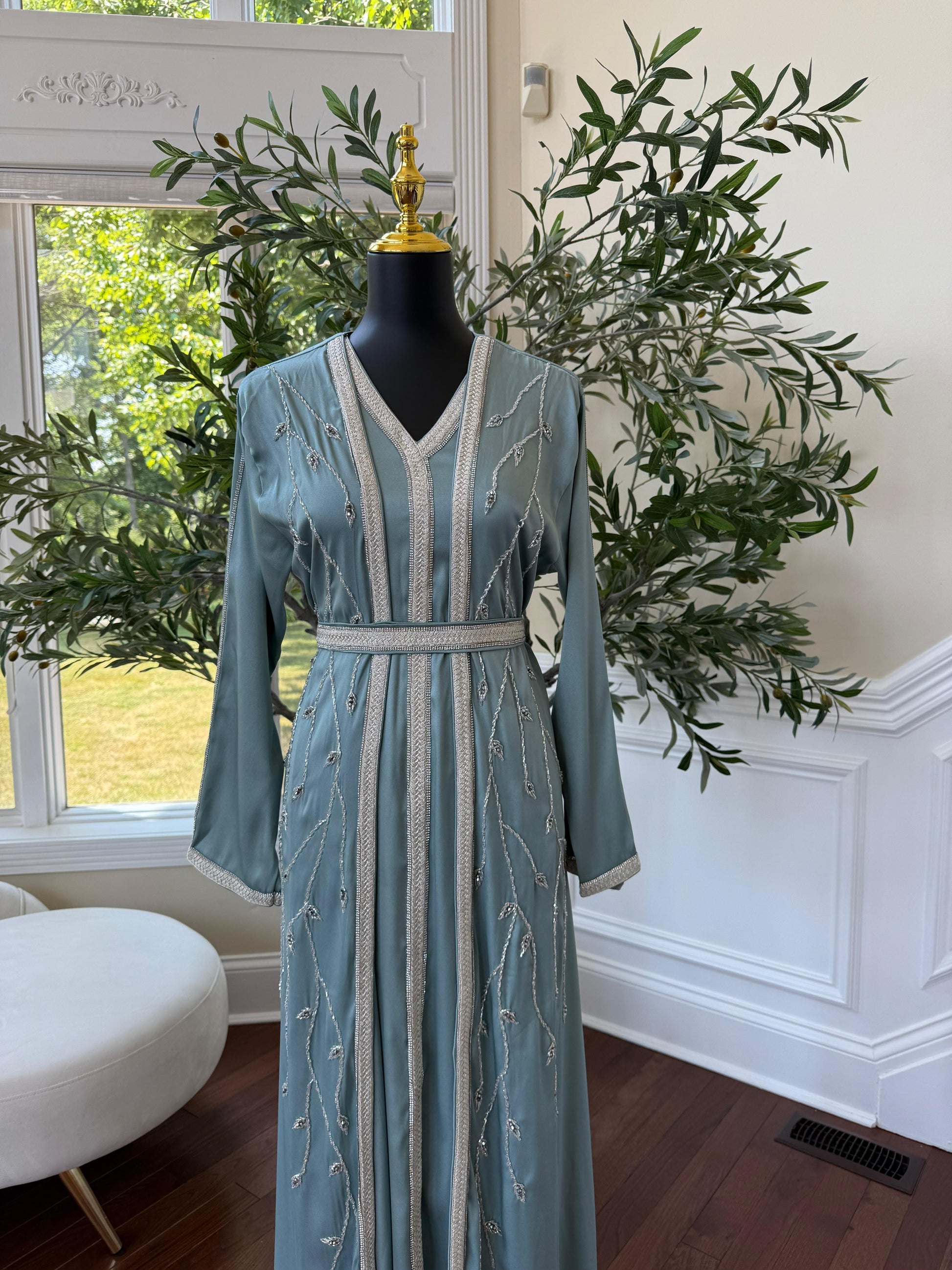 Baby Blue Floral Kuftan