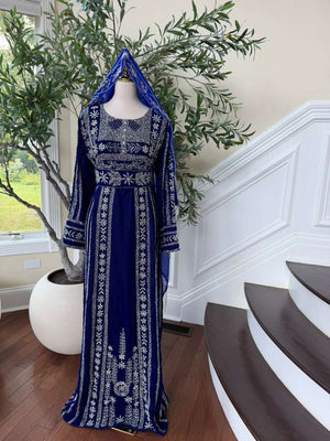 Blue Stone Elegance Embroidered Thobe