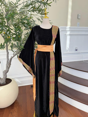 Velvet black Beaded Stone Thobe