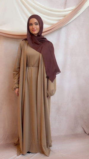 Tan Two Piece Abaya Set