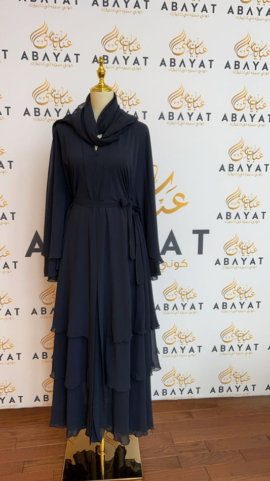 Ruffled Blue Abaya Aura