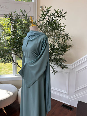 Mint Blue Sleeve Charm Abaya