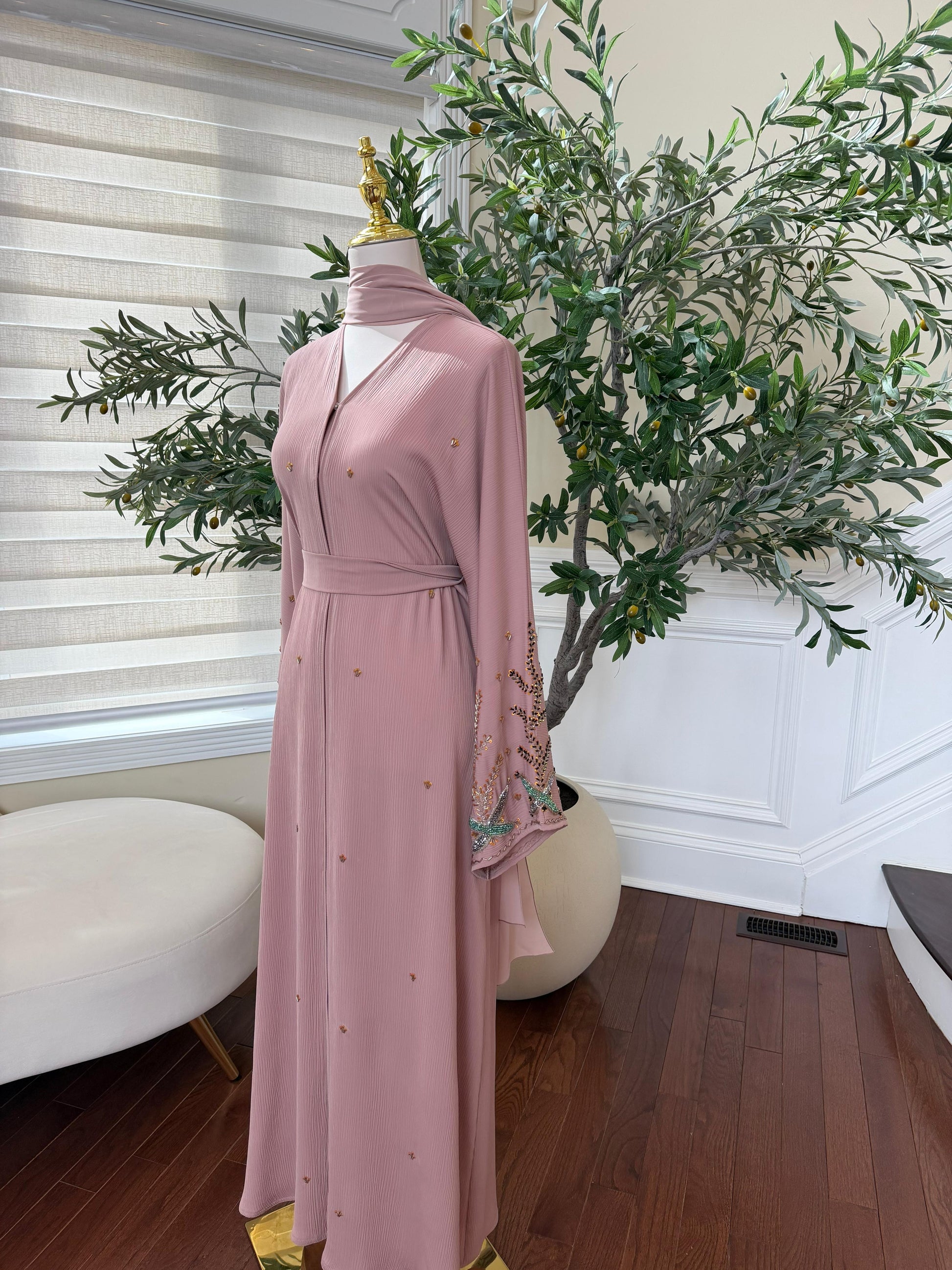 Rose Blush Sequin Abaya