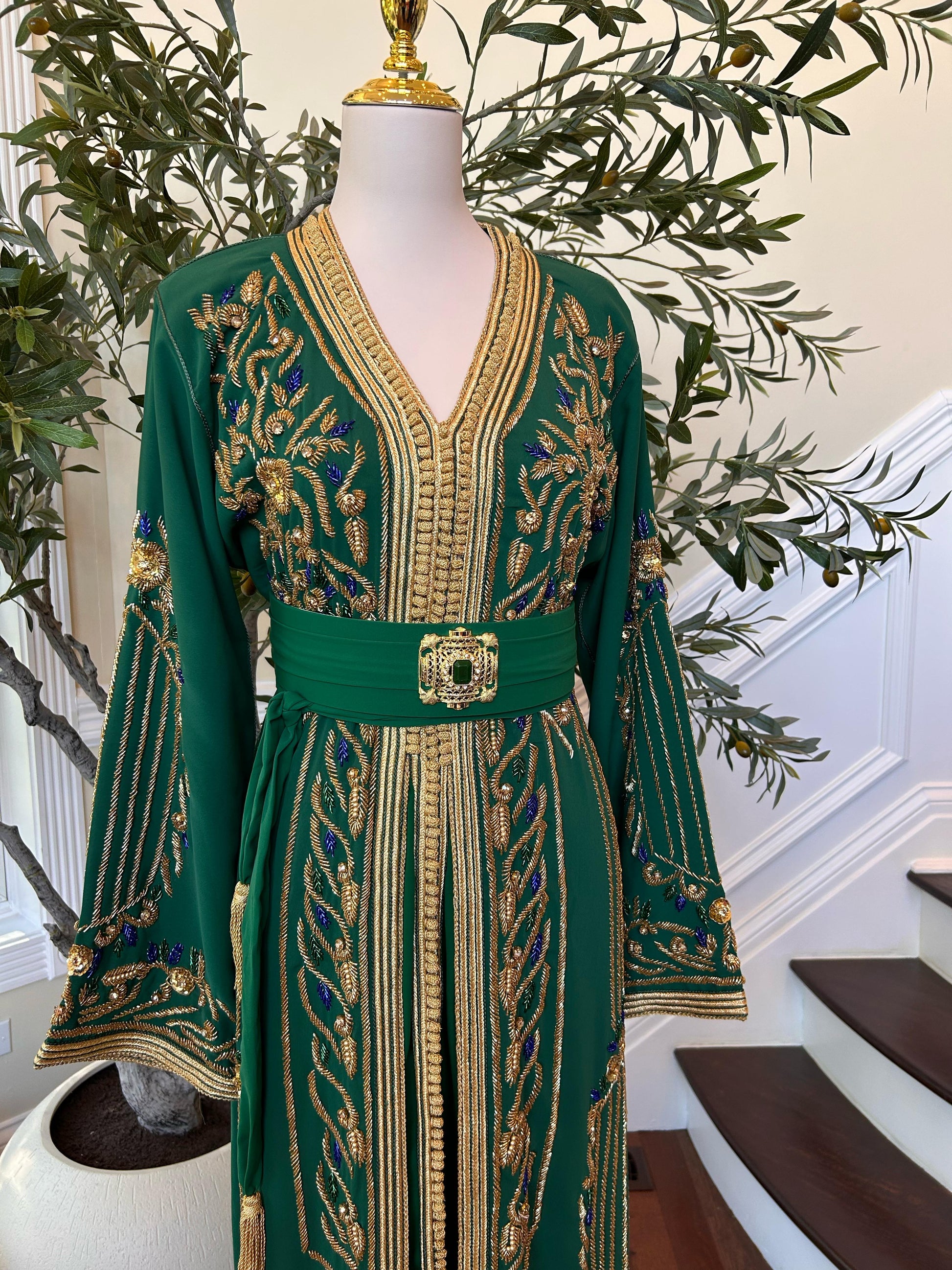 Golden Green Royale Embellished Kuftan