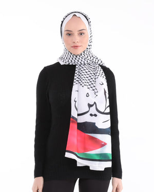 Palestinian flag kufya hijab-scarf cotton flex fabric #525