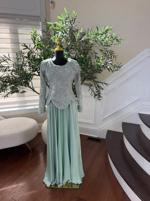 Elegant Mint Green Embellished Gown