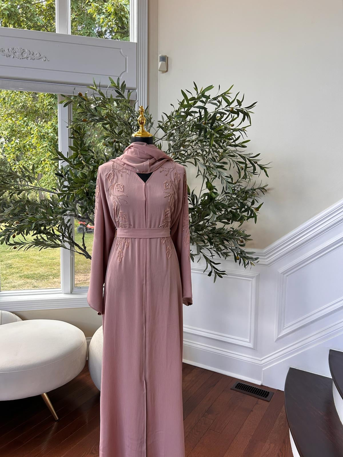 Pink Floral Charm Abaya
