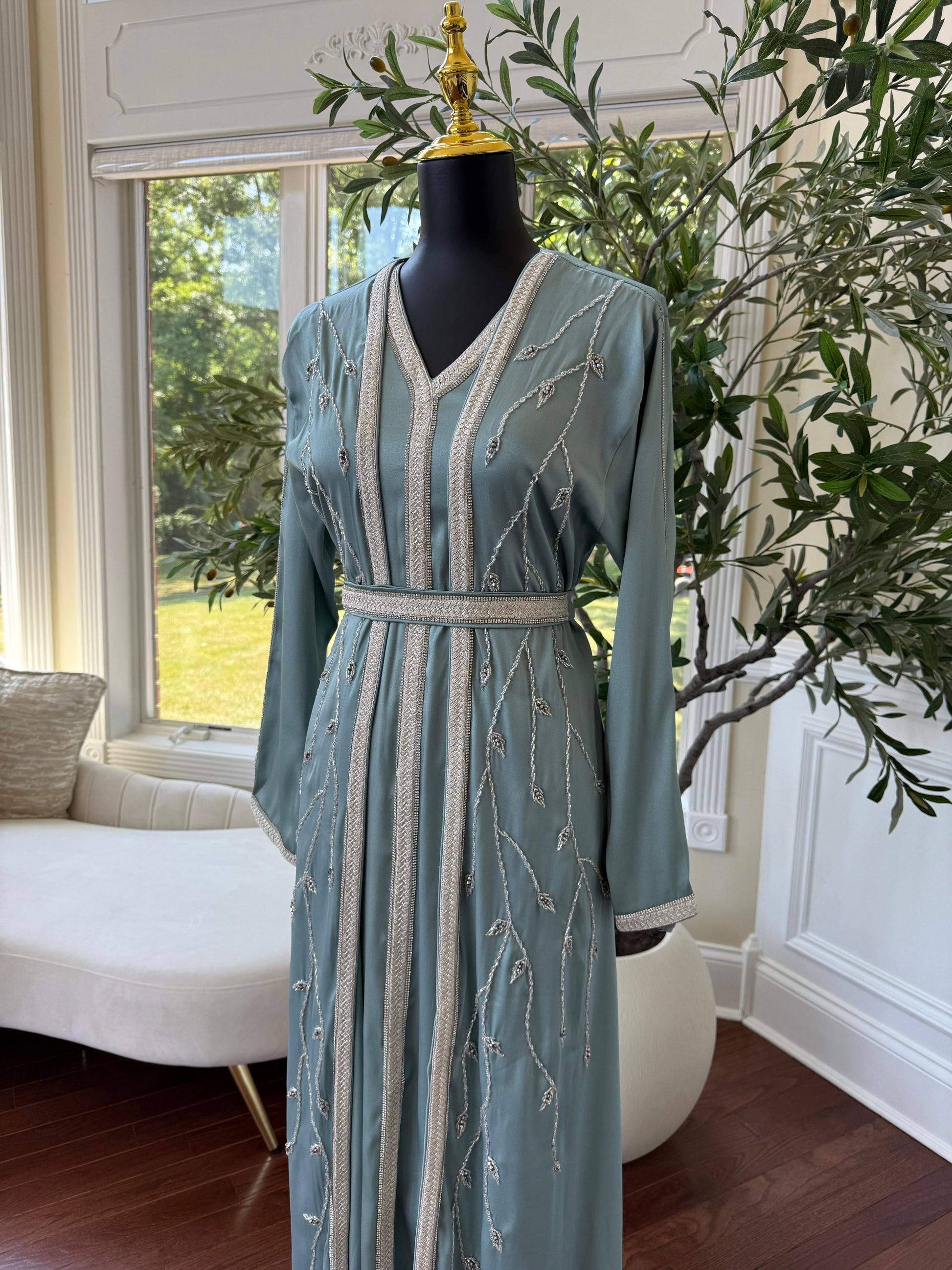 Baby Blue Floral Kuftan