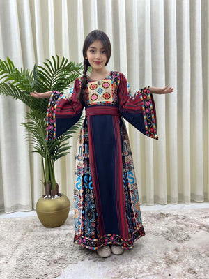 Navy Blue Embroidery Tatreez Kids Thobe