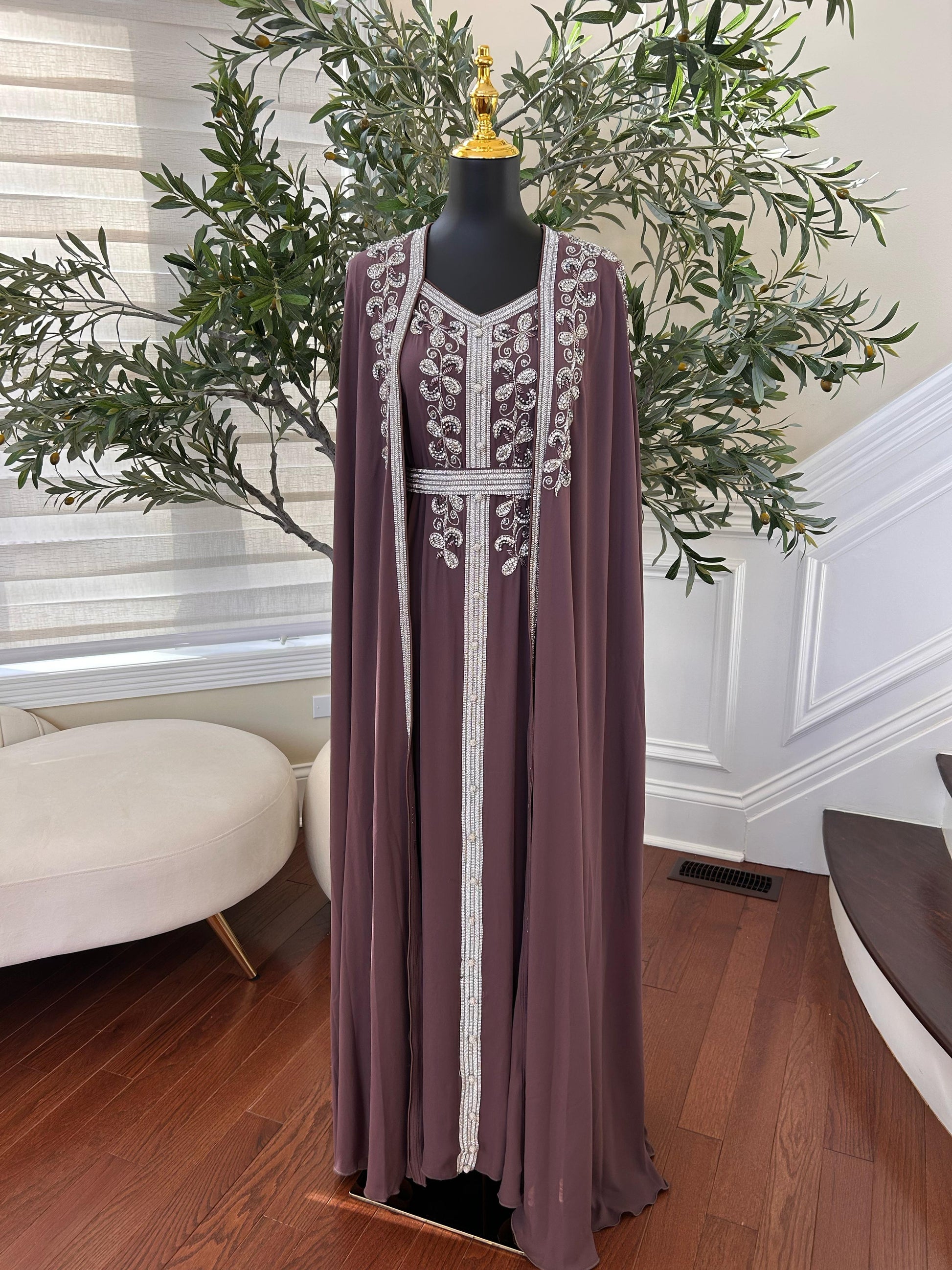 Purple Beaded Stone Kuftan