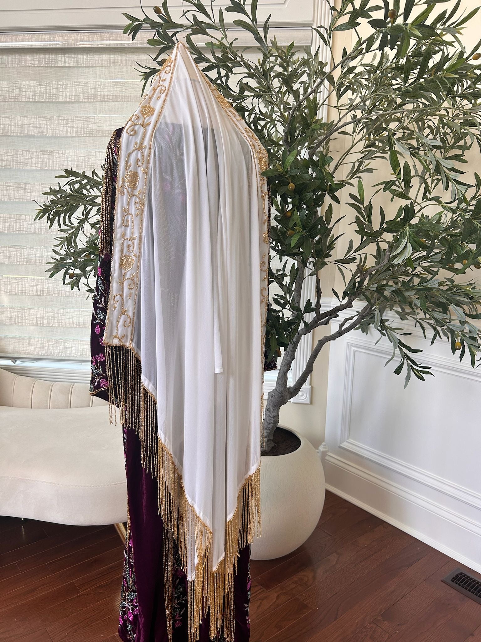 White/ Golden Khirka Shal Mandil